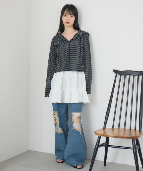 RETRO GIRL（レトロガール）の「フード付CTカーデ（カーディガン/ボレロ・レディース・ホワイト系その他/ナチュラル/ブラック系その他3/ライトグレー・FREE）」の13枚目の写真