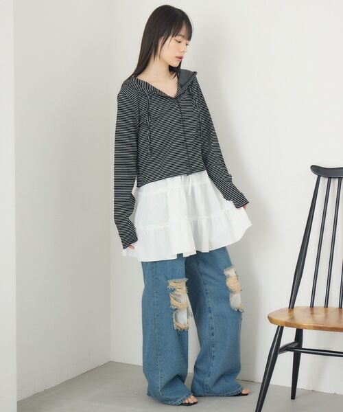 RETRO GIRL（レトロガール）の「フード付CTカーデ（カーディガン/ボレロ・レディース・ホワイト系その他/ナチュラル/ブラック系その他3/ライトグレー・FREE）」の14枚目の写真