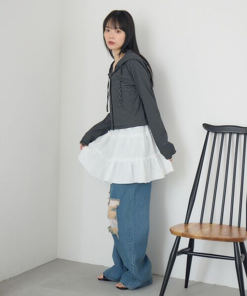 RETRO GIRL（レトロガール）の「フード付CTカーデ（カーディガン/ボレロ・レディース・ホワイト系その他/ナチュラル/ブラック系その他3/ライトグレー・FREE）」の16枚目の写真