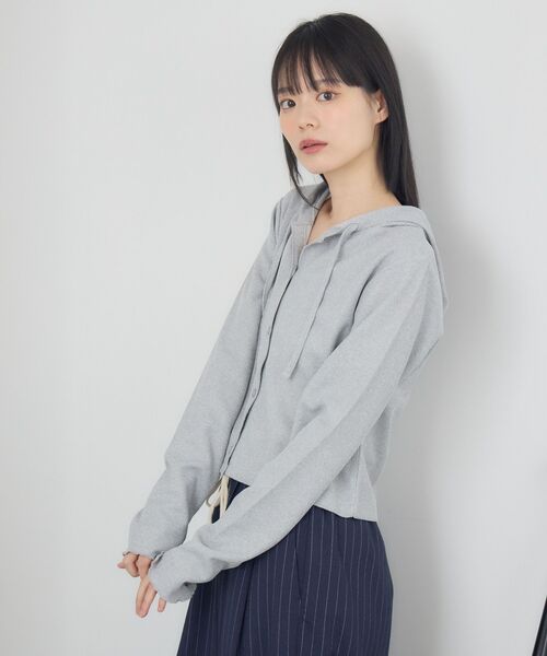 RETRO GIRL（レトロガール）の「フード付CTカーデ（カーディガン/ボレロ・レディース・ホワイト系その他/ナチュラル/ブラック系その他3/ライトグレー・FREE）」の5枚目の写真