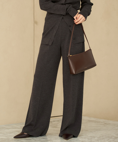 plage(プラージュ)の「Center Crease Knit パンツ(その他パンツ・レディース・ブラウン/オリーブ・38/36)」の2枚目の写真