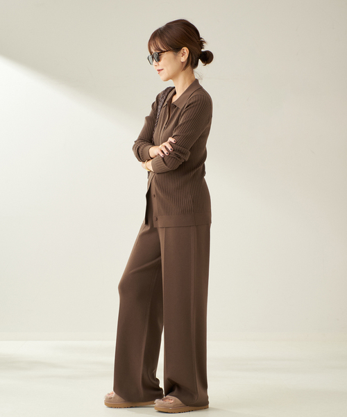 plage(プラージュ)の「Center Crease Knit パンツ(その他パンツ・レディース・ブラウン/オリーブ・38/36)」の4枚目の写真
