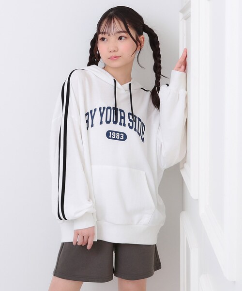 セール】袖ラインパーカ＋ショートパンツセット（セットアップ）｜PINK