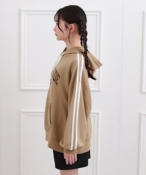 セール】袖ラインパーカ＋ショートパンツセット（セットアップ）｜PINK