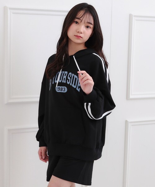 セール】袖ラインパーカ＋ショートパンツセット（セットアップ）｜PINK