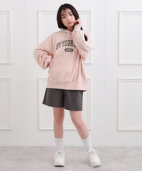 セール】袖ラインパーカ＋ショートパンツセット（セットアップ）｜PINK