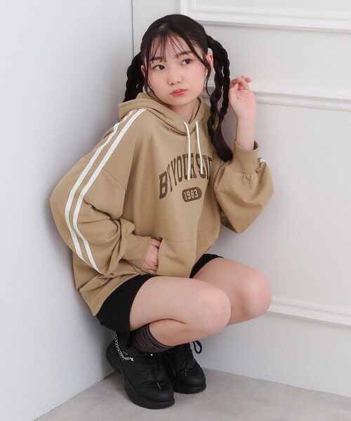 袖ラインパーカ＋ショートパンツセット（セットアップ）｜PINK