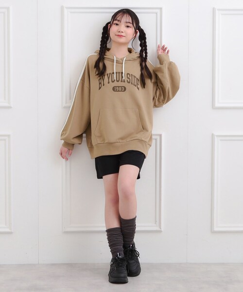 袖ラインパーカ＋ショートパンツセット（セットアップ）｜PINK