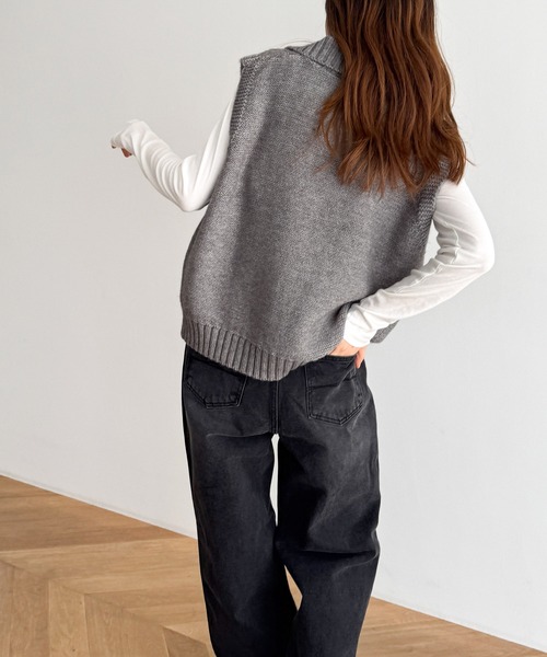 CANAL JEAN(キャナルジーン)の「El mar ケーブルニットベスト(ベスト・レディース・グレー/アイボリー/ネイビー・ONE SIZE)」の11枚目の写真