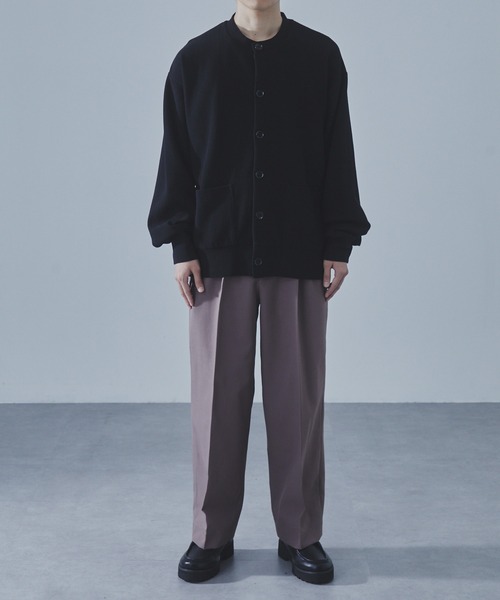 SLICK（スリック）の「【SLICK/スリック】Pleats Knit Crew Neck Cardigan/プリーツニットクルーネックカーディガン（カーディガン/ボレロ・メンズ・チャコールグレー/ブラック/ベージュ・3/2/1）」の10枚目の写真