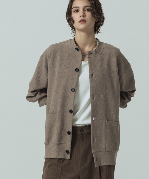 SLICK（スリック）の「【SLICK/スリック】Pleats Knit Crew Neck Cardigan/プリーツニットクルーネックカーディガン（カーディガン/ボレロ・メンズ・チャコールグレー/ブラック/ベージュ・3/2/1）」の19枚目の写真