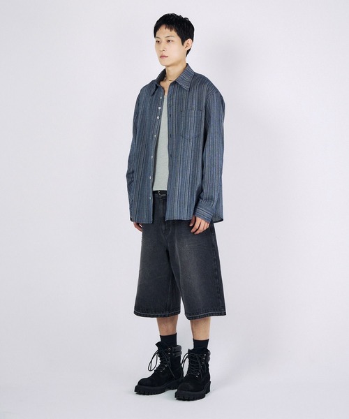SLOWACID（スローアシッド）の「【UNISEX】SLOW ACID／ストライプBUTTONシャツ（シャツ/ブラウス・レディース・ネイビー/ライトブルー・SMALL/MEDIUM）」の22枚目の写真