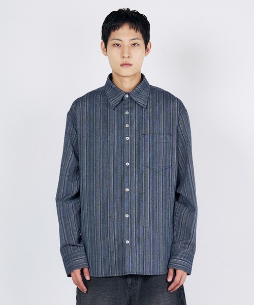 SLOWACID（スローアシッド）の「【UNISEX】SLOW ACID／ストライプBUTTONシャツ（シャツ/ブラウス・レディース・ネイビー/ライトブルー・SMALL/MEDIUM）」の17枚目の写真