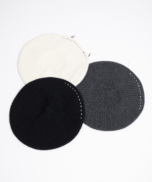 RACAL（ラカル）の「Cashmere Blend H.G Knit Beret / カシミヤ混ウール　ホールガーメントニットベレー（ニットキャップ/ビーニー・メンズ・オフホワイト/グレー/ブラック・FREE）」の4枚目の写真