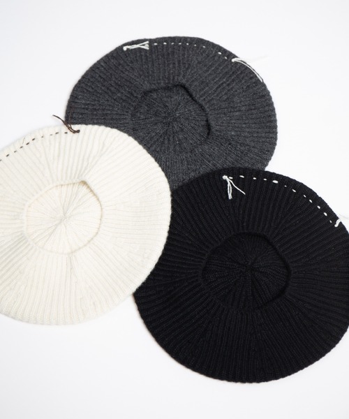 RACAL（ラカル）の「Cashmere Blend H.G Knit Beret / カシミヤ混ウール　ホールガーメントニットベレー（ニットキャップ/ビーニー・メンズ・オフホワイト/グレー/ブラック・FREE）」の6枚目の写真