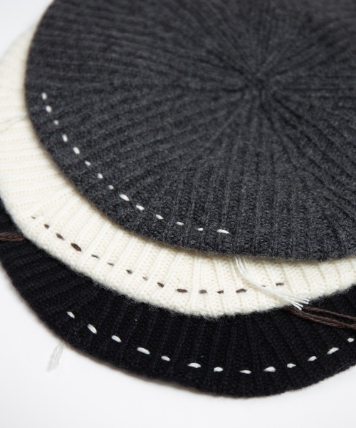 RACAL（ラカル）の「Cashmere Blend H.G Knit Beret / カシミヤ混ウール　ホールガーメントニットベレー（ニットキャップ/ビーニー・メンズ・オフホワイト/グレー/ブラック・FREE）」の7枚目の写真