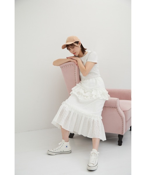 sismetry(シスメトリー)の「【SISMETRY】ハートエンブロイダリー ティアードレーススカート(MA)(スカート・レディース・ネイビー/ホワイト・FREE)」の15枚目の写真