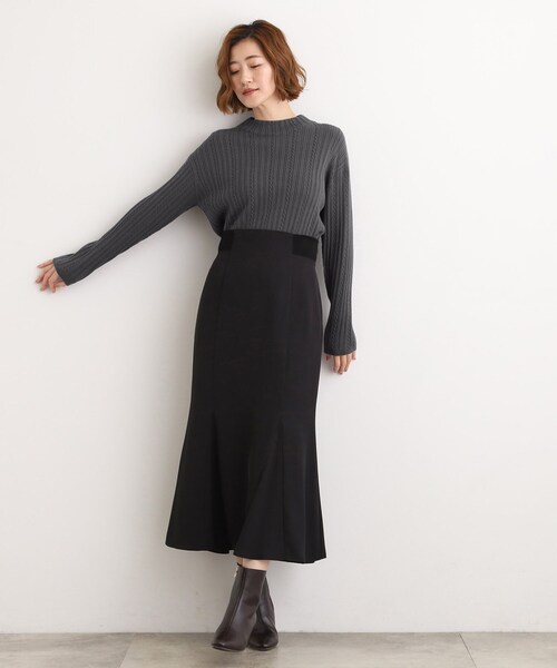 grove(グローブ)の「【毛玉軽減/洗える】クロップドミニケーブルニット(ニット/セーター・レディース・ライトグレー系9/グリーン/パープル/ネイビー/オフホワイト/チャコールグレー・02/03/01/04/05)」の16枚目の写真