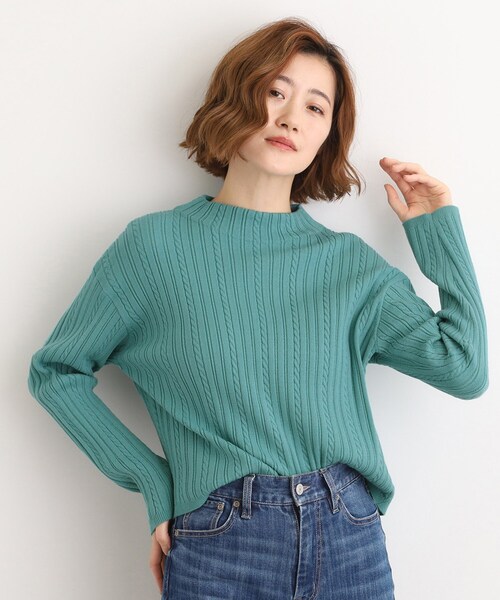 grove(グローブ)の「【毛玉軽減/洗える】クロップドミニケーブルニット(ニット/セーター・レディース・ライトグレー系9/グリーン/パープル/ネイビー/オフホワイト/チャコールグレー・02/03/01/04/05)」の19枚目の写真