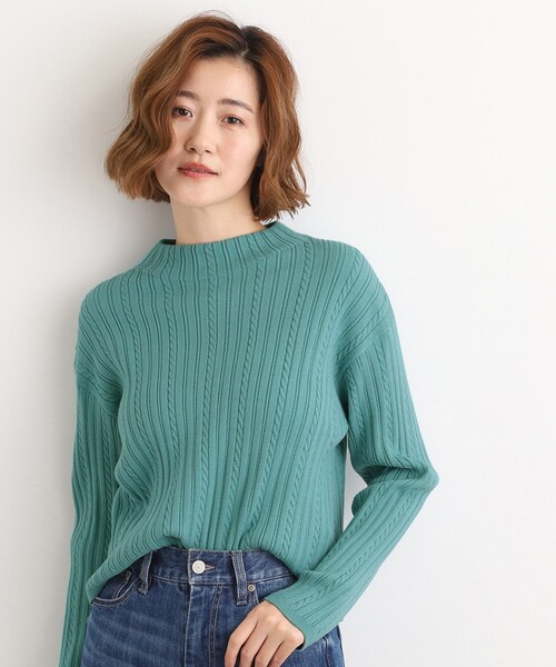 grove(グローブ)の「【毛玉軽減/洗える】クロップドミニケーブルニット(ニット/セーター・レディース・ライトグレー系9/グリーン/パープル/ネイビー/オフホワイト/チャコールグレー・02/03/01/04/05)」の20枚目の写真