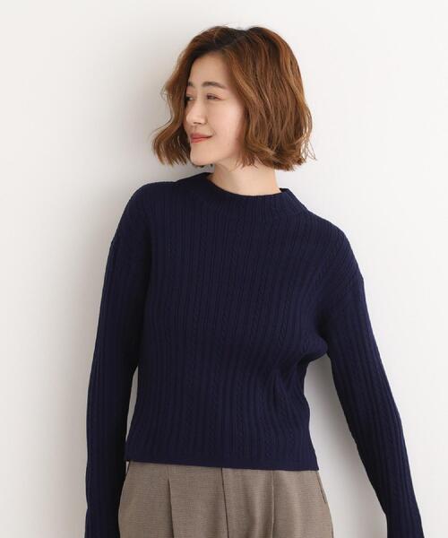 セール】【石川梨華さん着用】クロップドミニケーブルニット【毛玉軽減