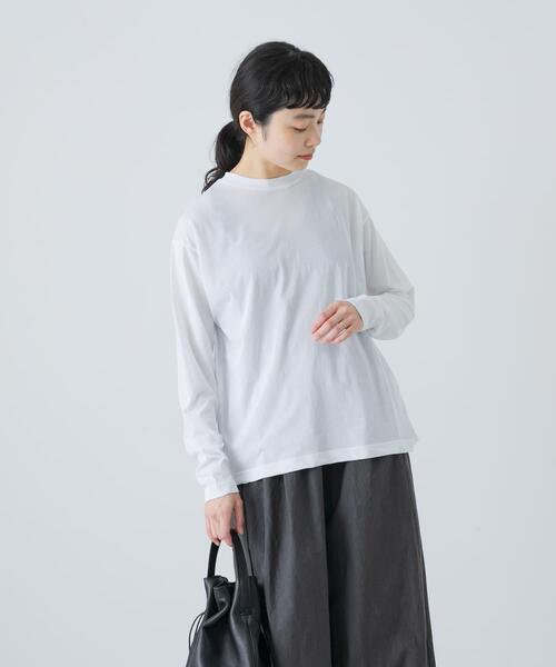 かぐれ(カグレ)の「ハイツイストコットン長袖Tシャツ(Tシャツ/カットソー・レディース・チャコールグレー/オフホワイト/ブラック・FREE)」の5枚目の写真