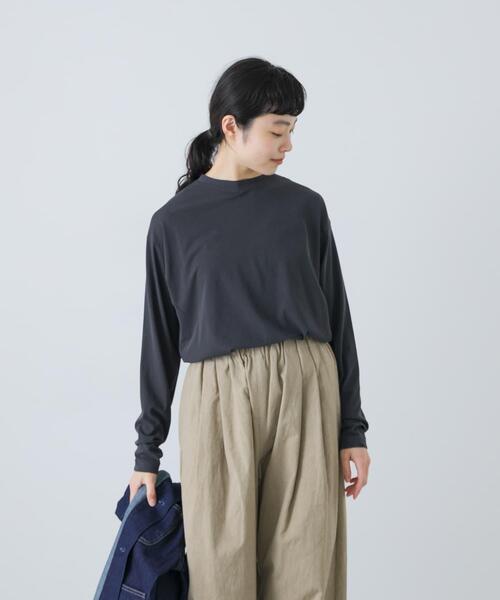 かぐれ(カグレ)の「ハイツイストコットン長袖Tシャツ(Tシャツ/カットソー・レディース・チャコールグレー/オフホワイト/ブラック・FREE)」の18枚目の写真