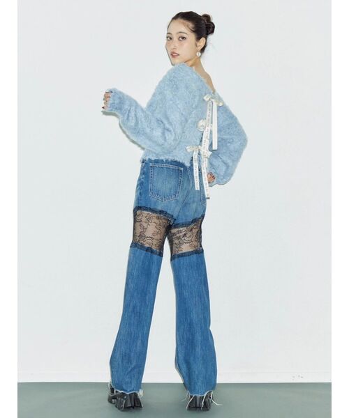 EVRIS（エヴリス）の「2WAYリボンシャギーニットカーディガン（ニット/セーター・レディース・ピンク/アイボリー/グレー/ブルー・FREE）」の12枚目の写真