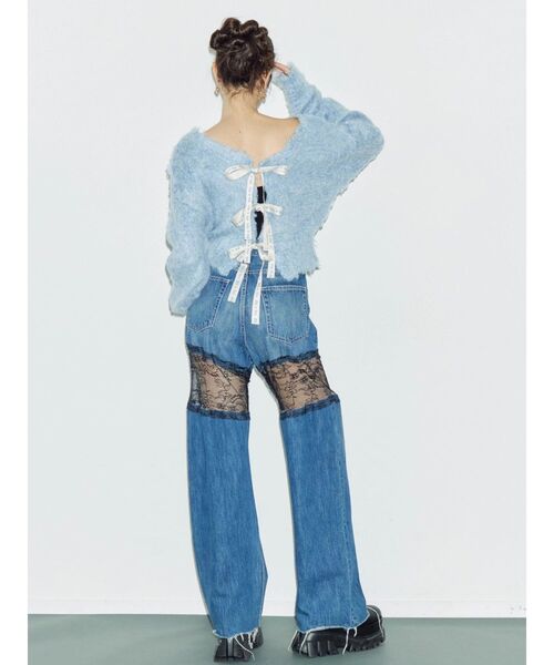 EVRIS（エヴリス）の「2WAYリボンシャギーニットカーディガン（ニット/セーター・レディース・ピンク/アイボリー/グレー/ブルー・FREE）」の13枚目の写真