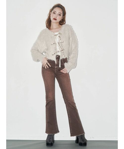 EVRIS（エヴリス）の「2WAYリボンシャギーニットカーディガン（ニット/セーター・レディース・ピンク/アイボリー/グレー/ブルー・FREE）」の18枚目の写真