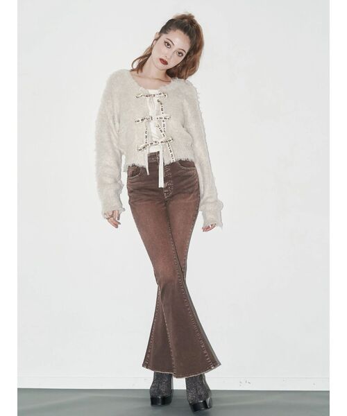 EVRIS（エヴリス）の「2WAYリボンシャギーニットカーディガン（ニット/セーター・レディース・ピンク/アイボリー/グレー/ブルー・FREE）」の19枚目の写真