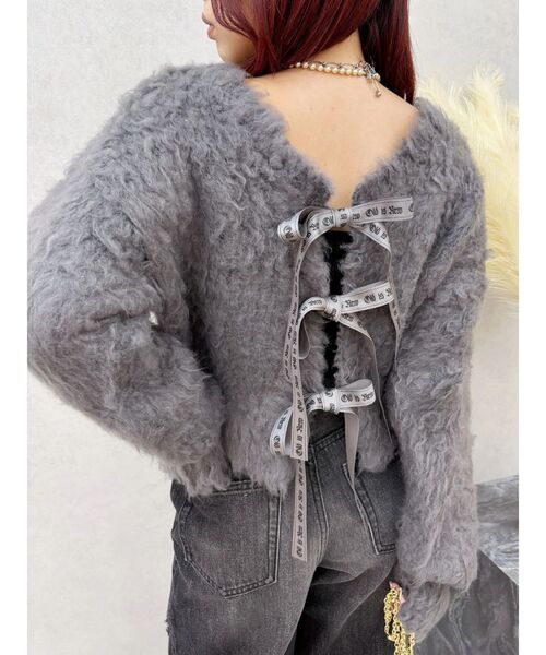 EVRIS（エヴリス）の「2WAYリボンシャギーニットカーディガン（ニット/セーター・レディース・ピンク/アイボリー/グレー/ブルー・FREE）」の20枚目の写真