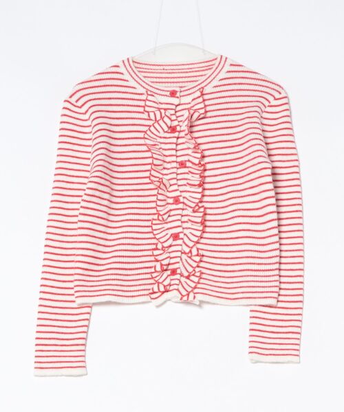 AsRiRe(アスリレイ)の「新色追加/25aw 配色ストライプフリルカーディガン(カーディガン/ボレロ・レディース・レッド/イエロー/ブラウン・M)」の11枚目の写真