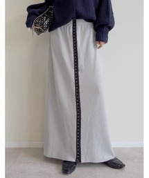 ホックデザインニットナロースカート