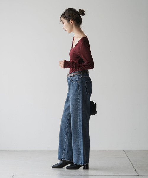 Noble（ノーブル）の「determ/デターム Scoop-Neck Bodysuit（その他アンダーウェア/インナー・レディース・ボルドー/ブラック・SMALL）」の5枚目の写真