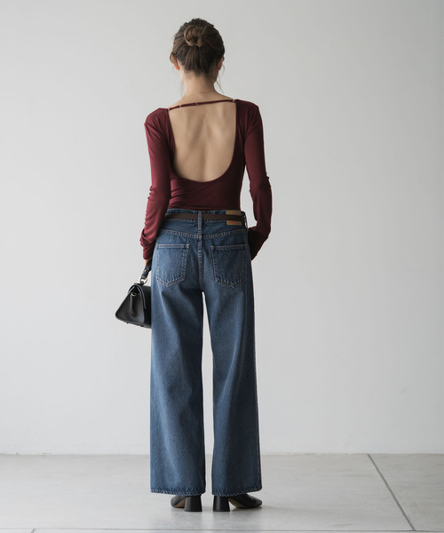 Noble（ノーブル）の「determ/デターム Scoop-Neck Bodysuit（その他アンダーウェア/インナー・レディース・ボルドー/ブラック・SMALL）」の6枚目の写真