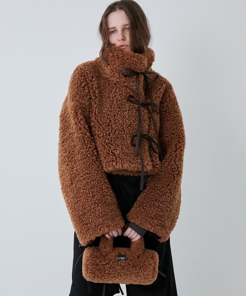 セール】Synthetic Fur Lace-up Jacket/シンセティックファー レース