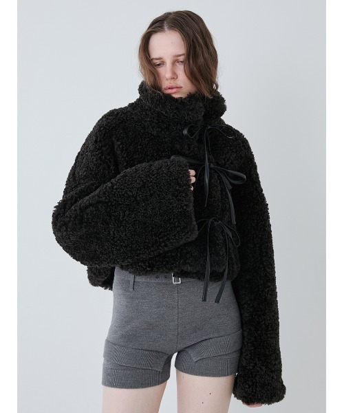 セール】Synthetic Fur Lace-up Jacket/シンセティックファー レース