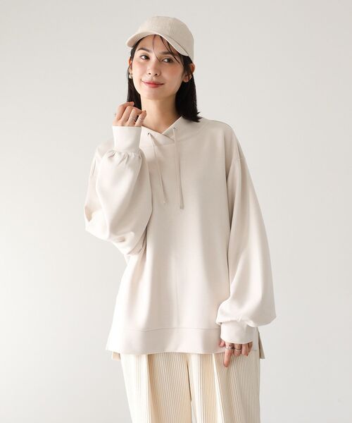 Green　Parks（グリーンパークス）の「ダンボール抜け衿プルオーバー（スウェット・レディース・ダークグレー/ライトベージュ/グレイッシュベージュ/ブラック・FREE）」の7枚目の写真