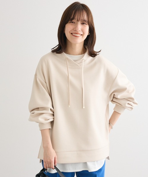 Green　Parks（グリーンパークス）の「ダンボール抜け衿プルオーバー（スウェット・レディース・ダークグレー/ライトベージュ/グレイッシュベージュ/ブラック・FREE）」の3枚目の写真