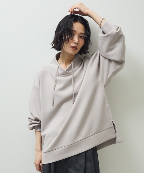 Green　Parks（グリーンパークス）の「ダンボール抜け衿プルオーバー（スウェット・レディース・ダークグレー/ライトベージュ/グレイッシュベージュ/ブラック・FREE）」の4枚目の写真