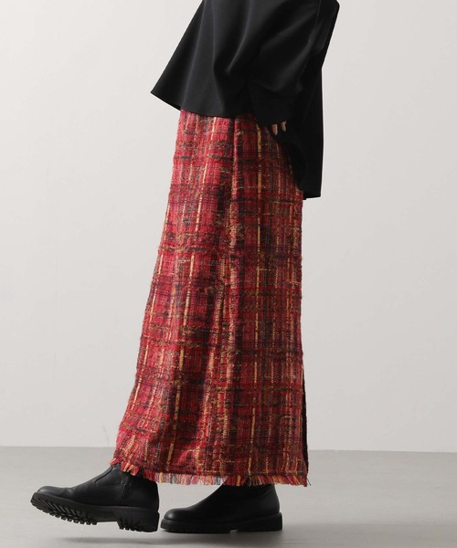 セール】ツィードチェック裾フリンジスカート（スカート）｜Gready