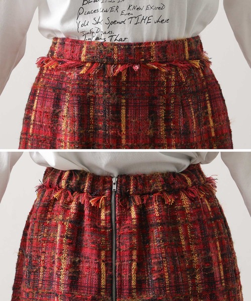 Gready Brilliant（グレディブリリアン）の「ツィードチェック裾フリンジスカート（スカート・レディース・レッド・FREE）」の21枚目の写真