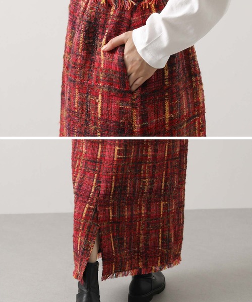 Gready Brilliant（グレディブリリアン）の「ツィードチェック裾フリンジスカート（スカート・レディース・レッド・FREE）」の22枚目の写真