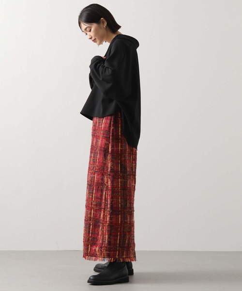 Gready Brilliant（グレディブリリアン）の「ツィードチェック裾フリンジスカート（スカート・レディース・レッド・FREE）」の12枚目の写真