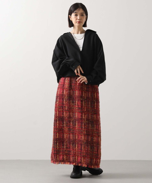 Gready Brilliant（グレディブリリアン）の「ツィードチェック裾フリンジスカート（スカート・レディース・レッド・FREE）」の9枚目の写真