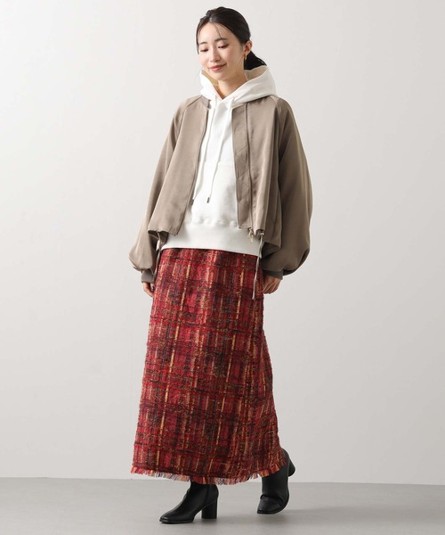 Gready Brilliant ツィードチェック裾フリンジスカート セール】ツィードチェック裾フリンジスカート（スカート）｜Gready