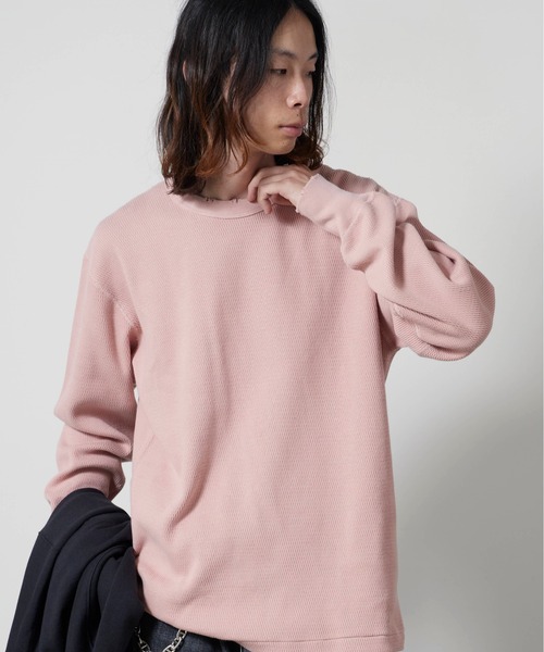 Healthknit/ヘルスニット Thermal King Raschel Honeycomb Crew Damage