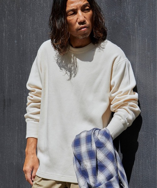 Healthknit/ヘルスニット Thermal King Raschel Honeycomb Crew Damage