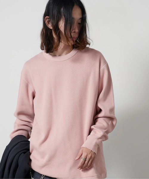 Healthknit/ヘルスニット Thermal King Raschel Honeycomb Crew Damage